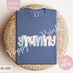 Floral Granny Comfort Colors Shirt, Cute Spring Grandma Tshirt, Coquette Granny Tee, Spring Granny Bow Sweatshirt, Mother&#39;s Day Gift