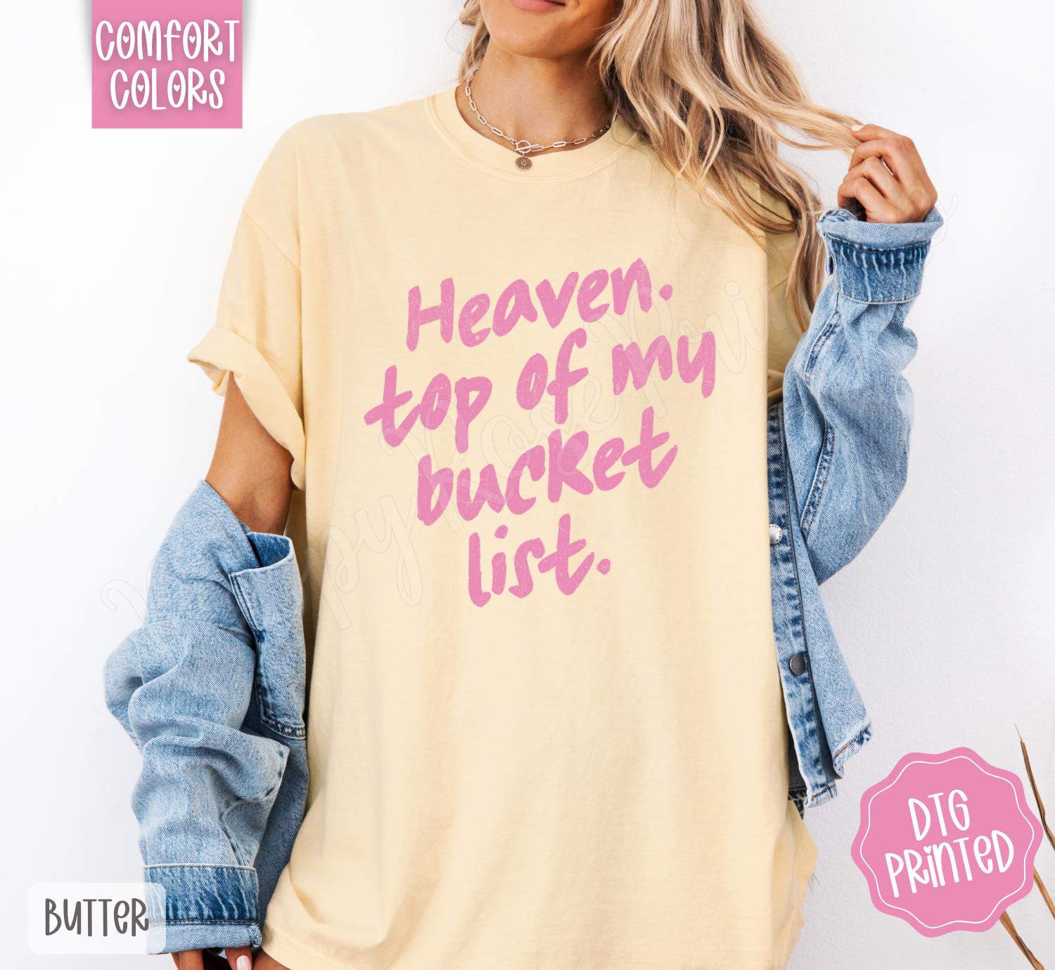 Heaven Top of My Bucket List Comfort Colors, Trendy Religious Women's Tshirt,  Faith Shirt, Religious Christian Gift, Cute Worship Shirt