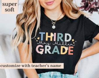 Third Grade Personalized Teacher Shirt, Teacher Gifts, Teacher Appreciation Gift, Custom Elementary Teacher Shirt, Cute Teacher Name Shirt