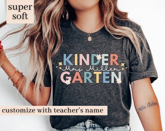 Kindergarten Teacher Shirt, Custom Kindergarten Shirt For Teacher T Shirt, Cute Kindergarten Crew T-Shirt for Teacher Gift Retro Teacher Tee
