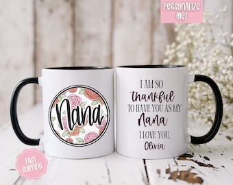 Nana Mug With Grandkids Names, Personalized Nana Floral Mug, Grandkids Names Mug, Custom Grandma Coffee Mug, Mother's Day Gift, Nana Gift