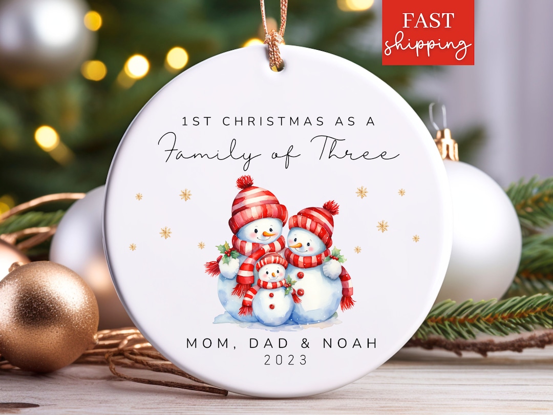 First Christmas as a Family Ornament 2023, Personalized Family Christmas Bauble, Family of Three
