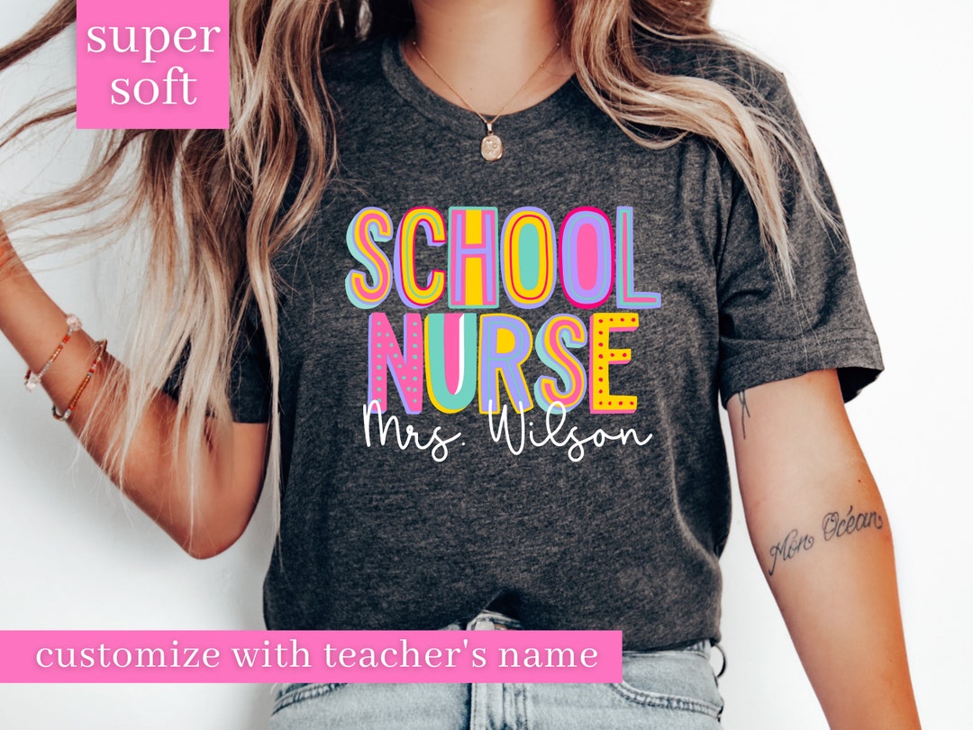 Women's Nurse Shirt - Cute School Nurse T-Shirt With Medical Cartoon Design