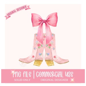 Coquette Cowgirl Boots Png, Cowgirl Png, Boots with Bow Png, Western Png, Pink Bow Aesthetic Png, Coquette Cowgirl Boots, Cowboy Boots Png