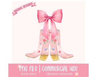 Coquette Cowgirl Boots Png, Cowgirl Png, Boots with Bow Png, Western Png, Pink Bow Aesthetic Png, Coquette Cowgirl Boots, Cowboy Boots Png