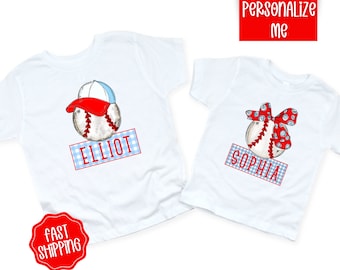 Chemise de baseball pour enfants, chemise de soeur de baseball, chemise de frère de baseball, t-shirt de baseball pour frères et sœurs, chemise de baseball pour tout-petits t-shirt pour enfant personnalisé