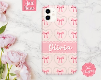 Coquette Phone Case, Custom Phone Case, Personalized Phone Case with name, Bow Phone Case, Cell Phone Case, Cute Phone Case, Gift for Her