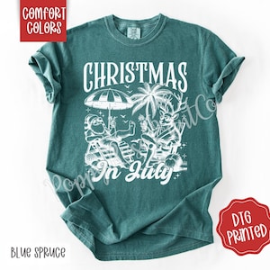 Christmas in July Shirt Comfort Colors, Cute Summer Santa Tshirt, Summer Xmas Shirt, Oversized Graphic Tee, Trendy Summer Tee, Gift for Her