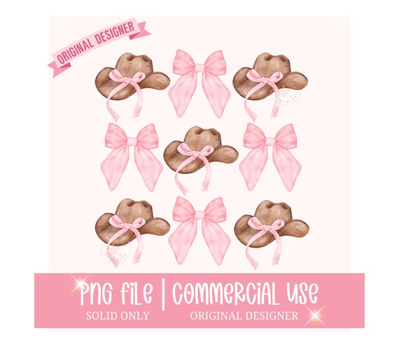 Coquette Cowgirl Hat Png, Cowgirl Png, Hat with Bow Png, Western Png, Pink Bow Aesthetic Png, Coquette Cowboy Hat, Country Girl Png