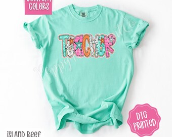 Teacher Doodle Comfort Colors Shirt, Cute Women's Tshirt, Trendy Polka Dot Tee, Back to School Tee, Teacher Appreciation Gift, Gift for Her