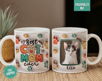 Personalized Coffee Mug For Cat Lover, Best Cat Mom Ever, Cat Owner Mug, Cat Photo Mug, Custom Mug For Pet Lover, Cat Owner Gift for Cat Mom