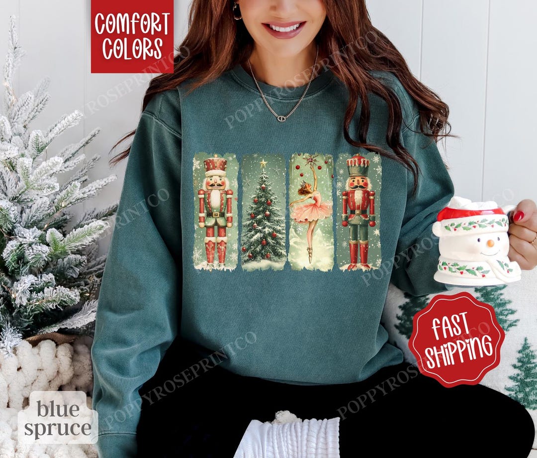 Retro Christmas Nutcracker Sweatshirt Comfort Colors, Cute Christmas ...