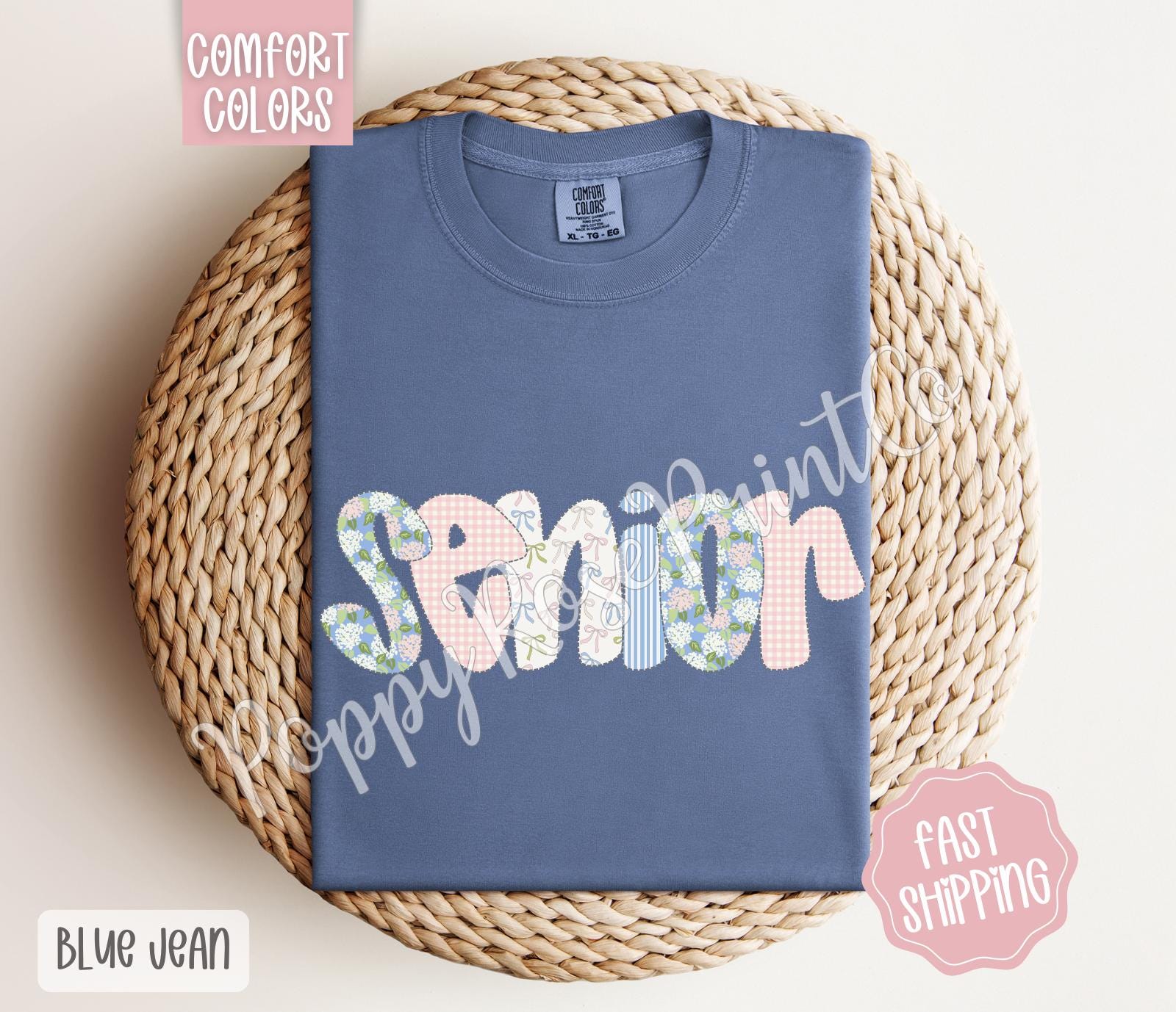 Floral Senior Comfort Colors Shirt, Cute Spring Graduation Tshirt, Trendy Coquette Flower Tee, Graduation Bow TShirt, Gift for Her