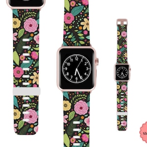 Floral Band Apple Watch, Floral Watch Band, custom watch band, silicone watch band, Gift For Her