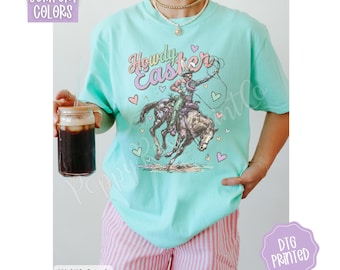 Howdy Easter Shirt Comfort Colors, Trendy Women's Spring Tshirt, Cute Western Easter Shirt, Easter Cowboy Tee, Country Easter T-Shirt