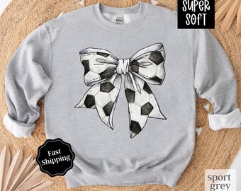 Soccer Bow Sweatshirt, Game Day Soccer Crewneck, Womens Sweatshirt, Fall Sweater