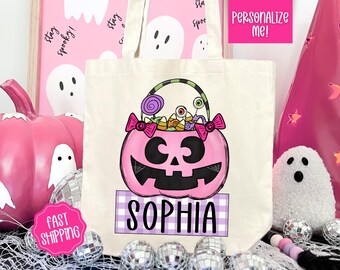 Personalized Trick or Treat Bag, Custom Halloween Bag, Halloween Tote, Kids Halloween Bag with Name, Custom Trick-or-Treat Bags