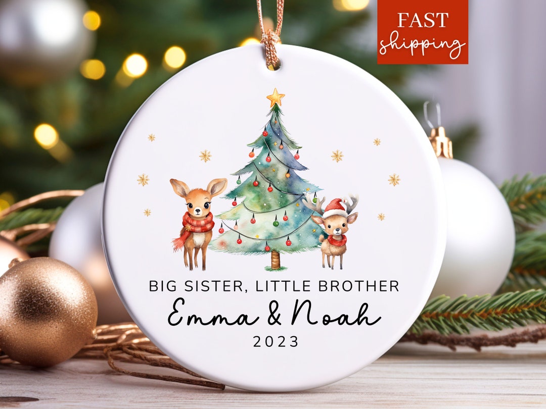Big Sister Christmas Ornament 2023, Little Brother Christmas Ornament
