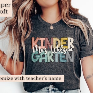 Kindergarten Teacher Shirt, Custom Kindergarten Shirt For Teacher T Shirt, Cute Kindergarten Crew T-Shirt for Teacher Gift Retro Teacher Tee