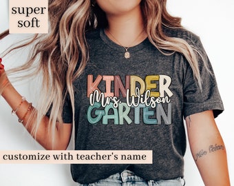 Kindergarten Teacher Shirt, Custom Kindergarten Shirt For Teacher T Shirt, Cute Kindergarten Crew T-Shirt for Teacher Gift Retro Teacher Tee