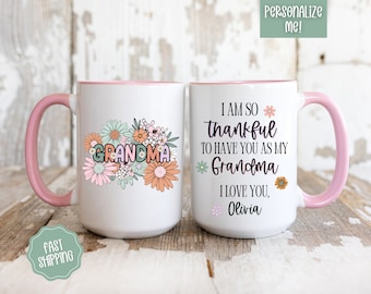 Grandma Mug With Grandkids Names, Personalized Grandma Floral Mug, Gift for Grandma, Custom Grandma Coffee Mug, Mother's Day Gift Grandma