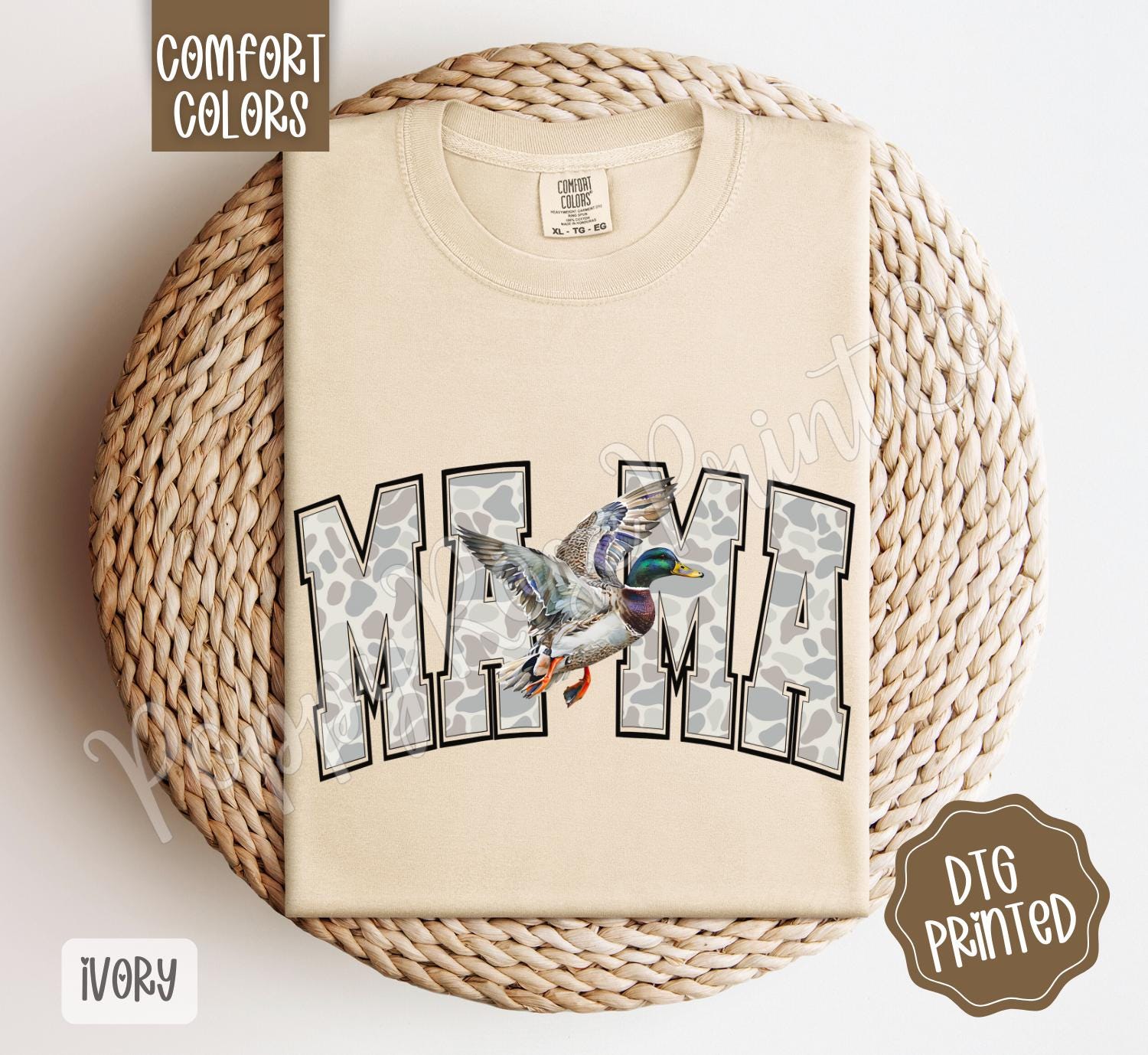 Camo Duck Mama Shirt Comfort Colors, Trendy Hunting Tee, Cute Women's Tshirt, Hunting Wife TShirt, Camouflage Mom Shirt, Gift for Her