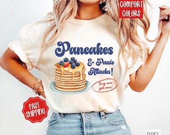 Sweatshirt pannenkoeken en paniekaanvallen, geestelijke gezondheid ronde hals, damessweater, oversized grafisch sweatshirt, cadeau voor haar