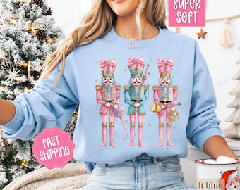 Nutcracker Christmas Sweatshirt, Christmas Sweater, Women's Holiday Crewneck, Holiday Apparel, Christmas Sweater, Cute Holiday Sweatshirt