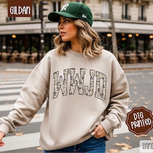 WWJD Sweatshirt for Women, Christian Crewneck, Religious Gift for Her, Walk Like Jesus, Bible Verse Sweater, Trendy Faith Graphic Tee