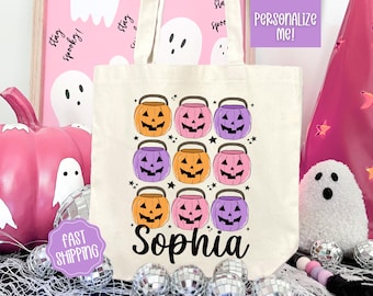 Personalized Trick or Treat Bag, Custom Halloween Bag, Halloween Tote, Kids Halloween Bag with Name, Custom Trick-or-Treat Bags