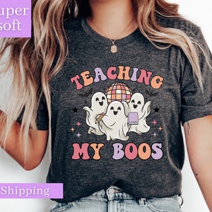 Halloween Teacher Shirt, Halloween Shirt, Teaching My Boos, Teacher Halloween, Teacher Shirts, Gift For Teacher, Kindergarten Teacher, Party