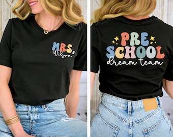 Preschool Teacher Shirt, Custom Preschool Shirt For Teacher T Shirt, Cute Preschool Crew T-Shirt for Teacher Gift Personalized Teacher Tee