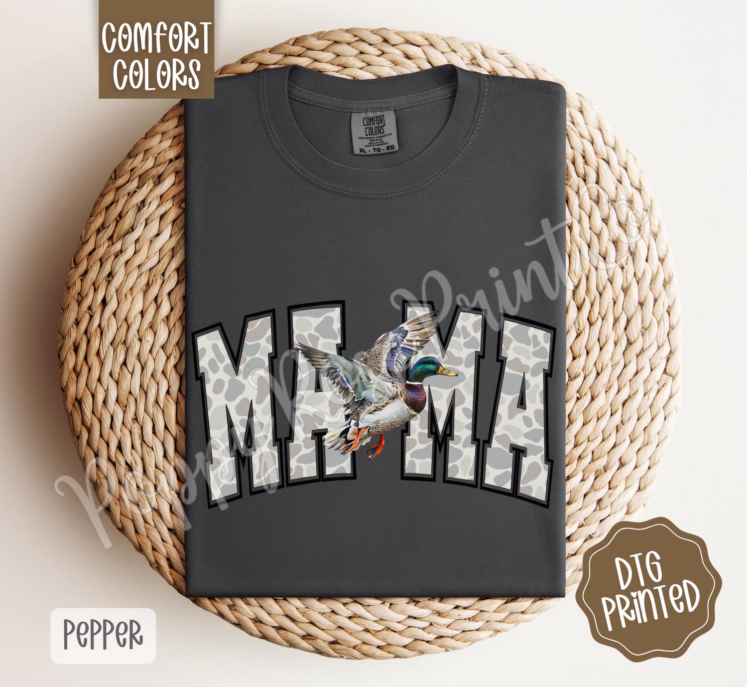 Camo Duck Mama Shirt Comfort Colors, Trendy Hunting Tee, Cute Women's Tshirt, Hunting Wife TShirt, Camouflage Mom Shirt, Gift for Her