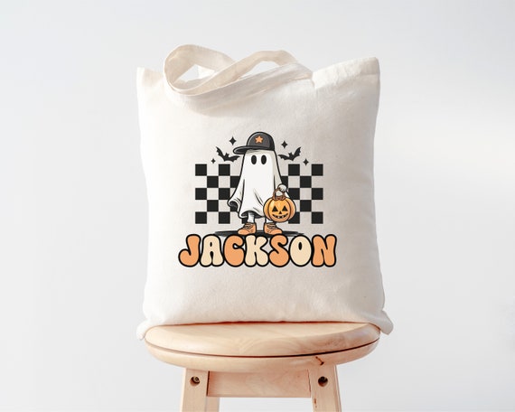 Personalized Trick or Treat Bag, Custom Halloween Bag, Halloween Tote, Kids Halloween Bag with Name, Custom Trick-or-Treat Bag