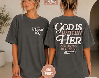 God Is Within Her Psalm 46:5 Comfort Colors Shirt, Christian Bible Verse Tee for Women, Faith-Based Gift, Religious Graphic T-Shirt, Church