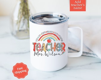 Teacher Travel Mug Personalized Teacher Coffee Cup, Teacher Gifts, Teacher Cup, Teacher Appreciation Gift, Teacher Coffee Cup with name