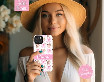 Personalized Phone Case, Custom Phone Case, Coquette Phone Case with name, Cat Phone Case, Cell Phone Case, Cute Phone Case, Gift for Her