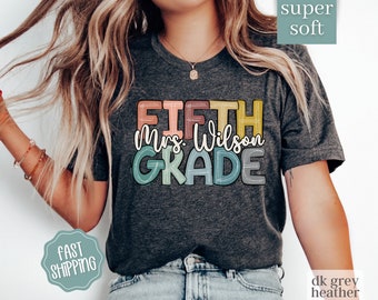 Fifth Grade Teacher Shirt, Custom 5th Grade Teacher Gift For Fifth Grade Crew T Shirt, Fifth Grade Team, 5th Grade Shirt, Retro Teacher Tee