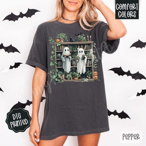 Retro Ghost Reading Books Shirt, Librarian Ghost Halloween, Halloween Teacher TShirt, Halloween Shirt, Teacher Gift, Boo School