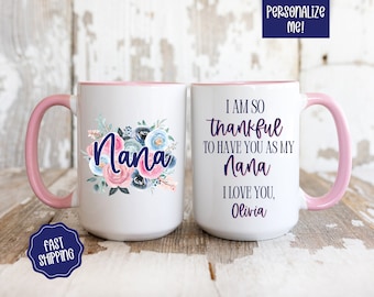 Nana Mug With Grandkids Names, Personalized Nana Floral Mug, Grandkids Names Mug, Custom Grandma Coffee Mug, Mother's Day Gift, Nana Gift
