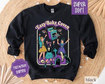 Easy Bake Coven Sweatshirt, Halloween Crewneck, Womens Sweatshirt, Fall Sweater, 90s Horror Movie Fan, Retro Halloween Sweatshirt