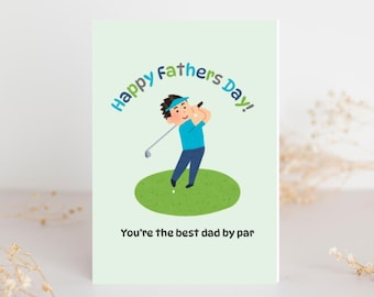 Divertente biglietto di auguri per la festa del papà a tema golf - Il miglior papà di Par, formato A5/A6