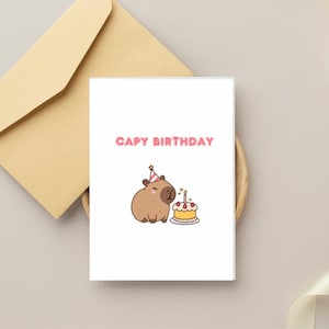 Capybara Birthday Card – Capy Birthday Pun – Funny Animal Card – Cute Birthday Card – Personalised Inside Option – A5 or A6 Greeting Card