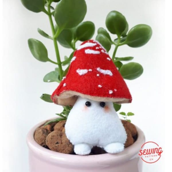 Small Mushroom Doll Pattern - Cute Mushroom Decor for Nursery - Felt Pattern PDF