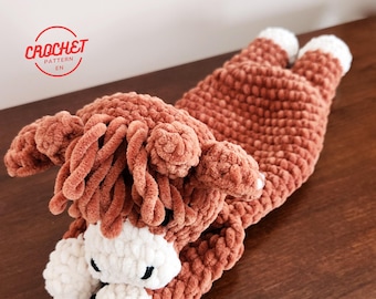 Highland Cow Lovey Crochet Pattern - Amigurumi Cow Snuggler PDF