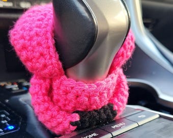 Crochet Gear Shift Hoodie Pattern: Pink Soldier Car Accessory (PDF Pattern + Video Tutorial