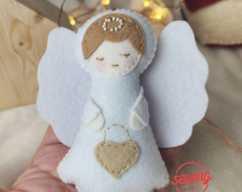 Felt Angel Hand sewing Sewing Pattern - DIY Holiday Gift for St.Valentine and Easter