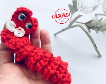 Crochet Worry Worm Pattern, Heart Head Amigurumi, Pocket Hug Tutorial (PDF)