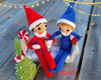 Wzór na szydełkowego chłopca-elfa z możliwością poruszania | Lalka amigurumi 12 cali | Lalka świąteczna z akcesoriami