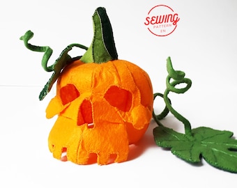 Felt Skull Pumpkin Lights  (PDF Pattern) no sewing machine required!
